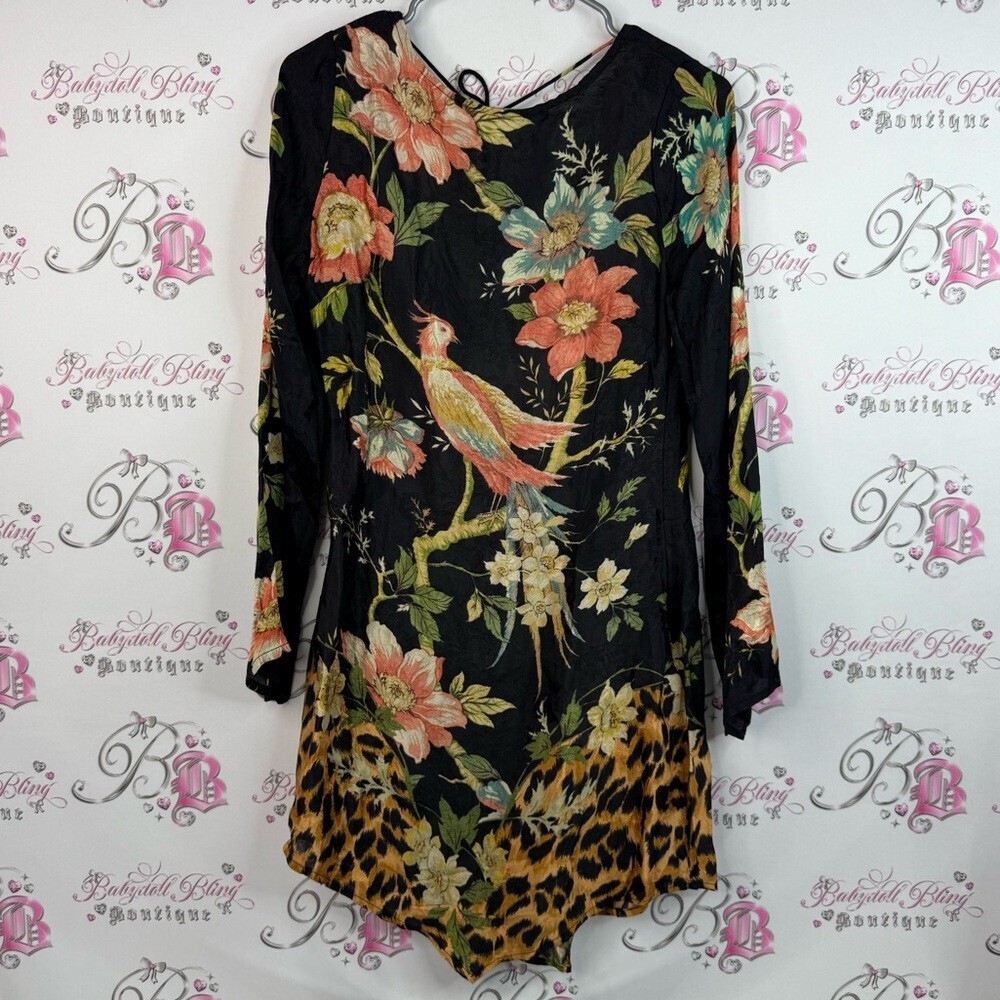 Nasty Gal dress floral placement open back Black Floral and Animal Print Blouse